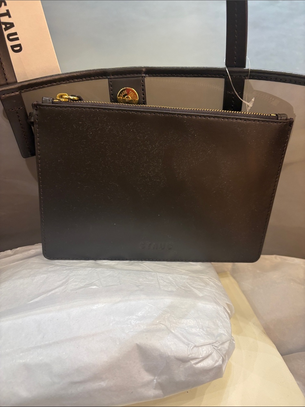 STAUD  Christos large espresso Tote with pouch NWT - Picture 5 of 7